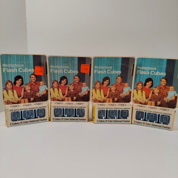 Vintage Flash Cubes Lot Westinghouse 4 Boxes 12 Camera Flashcubes 48 Flashes